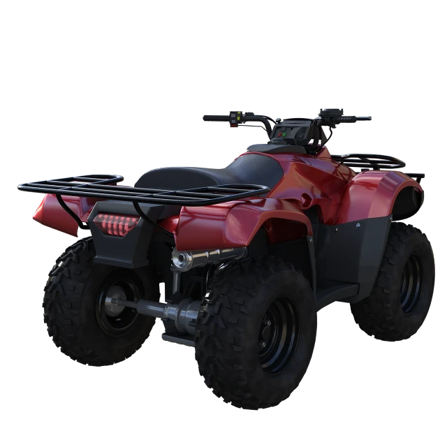 a red four wheeler atv on a black background, trending on polycount, conceptual art, back - view, render unreal engine-h 704, photorealistic details content, wide shot photo