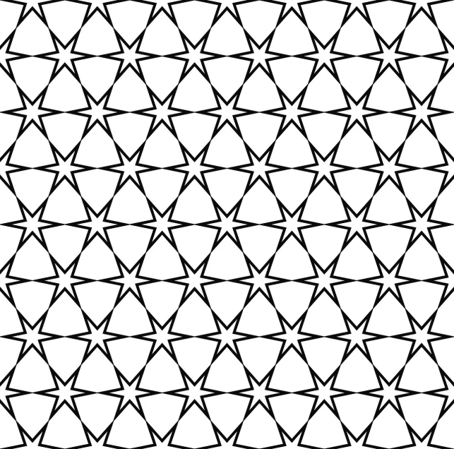 a black and white geometric pattern, lineart, pixabay, hurufiyya, glass - reflecting - stars, white background : 3, repeating fabric pattern, sierpinski gasket