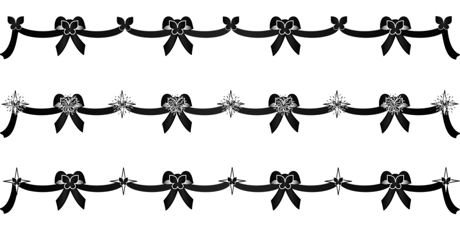 a black and white photo of a bunch of scissors, a screenshot, by Marie Bashkirtseff, tumblr, art deco, snowflakes, spritesheet, ribbon, 3 meters