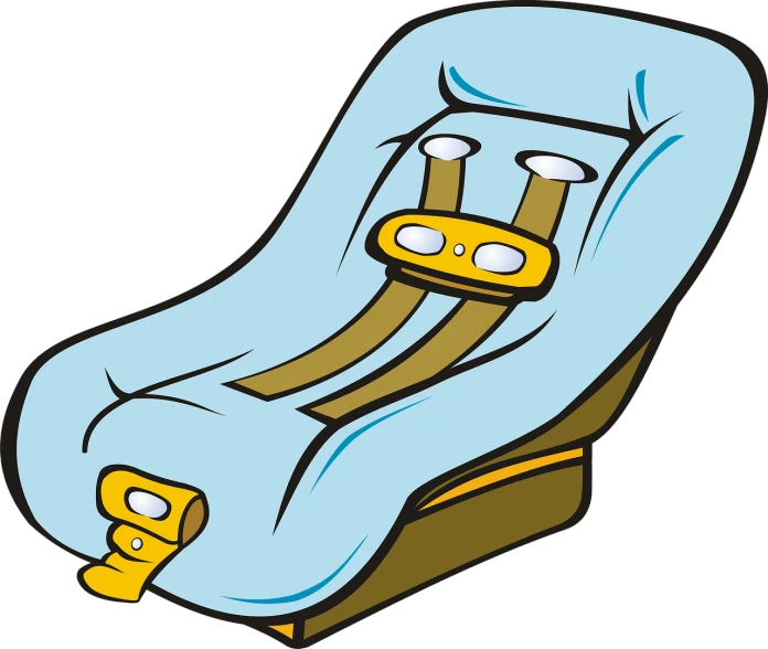 a close up of a child's car seat, a cartoon, by Harry Beckhoff, pixabay, no gradients, lowrider crash test, simple cartoon style, mobile wallpaper