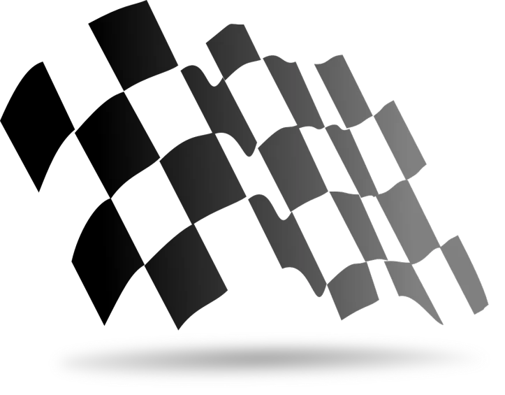 a black and white image of a checkered flag, a raytraced image, polycount, svg comic style, screen cap, monochrome:-2, rounded lines