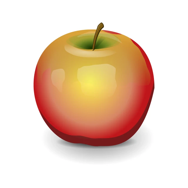 a red and yellow apple on a white background, a digital painting, by Kinichiro Ishikawa, no gradients, bone, simple shape, otomo