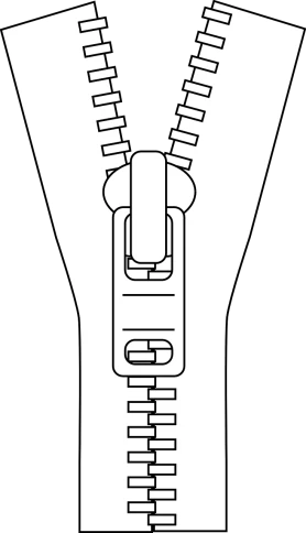 a black and white image of a zipper, a diagram, by Andrei Kolkoutine, pixabay, hurufiyya, full body; front view, created in adobe illustrator, lock, mechanical limbs