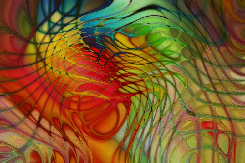 a digital painting of a woman's face, inspired by Jan Stanisławski, generative art, colorful swirly ripples, fractal glass, dressed in colorful silk, smooth organic pattern