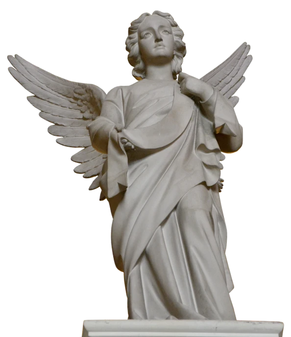 a statue of an angel holding a sword, inspired by Joseph Raphael, pexels, porcelain holly herndon statue, with a black background, full - length photo, heavenly marble