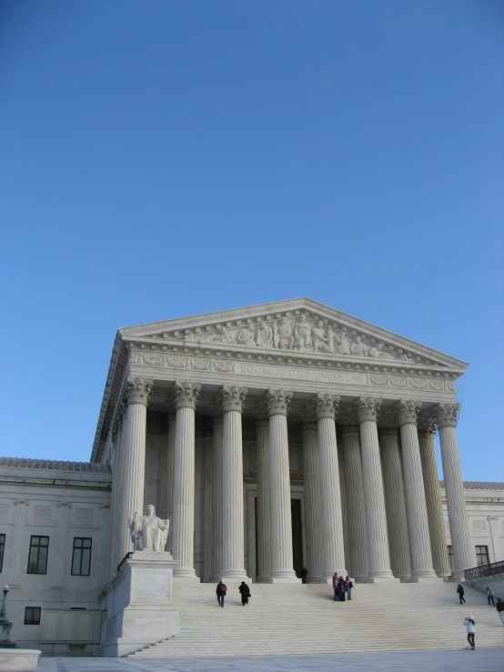 a group of people that are standing in front of a building, by Scott M. Fischer, flickr, holding court, supreme, blue sky, carved