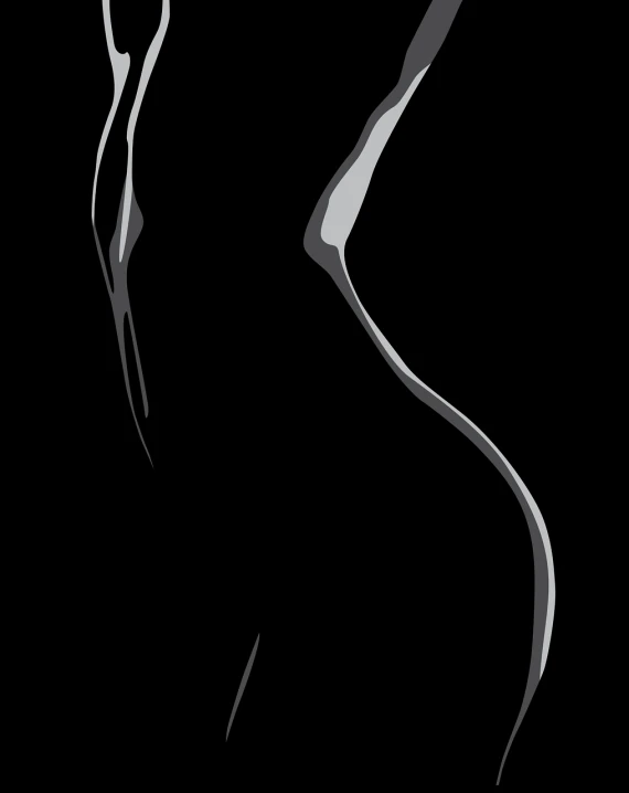 a black and white silhouette of a woman, vector art, digital art, sexy hot body, glossy surface, phone wallpaper, sleek curves