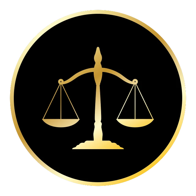 a golden balance scale on a black background, an illustration of, by Andrei Kolkoutine, minimalism, official courthouse, round logo, idol, flag