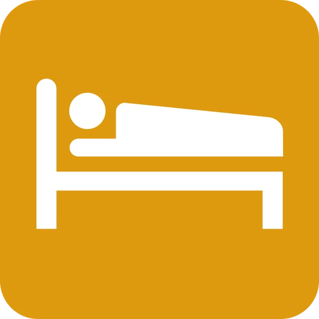 a bed with a person laying in it, by Josef Jackerson, pixabay, bauhaus, ios app icon, ocher, motel, rating: general