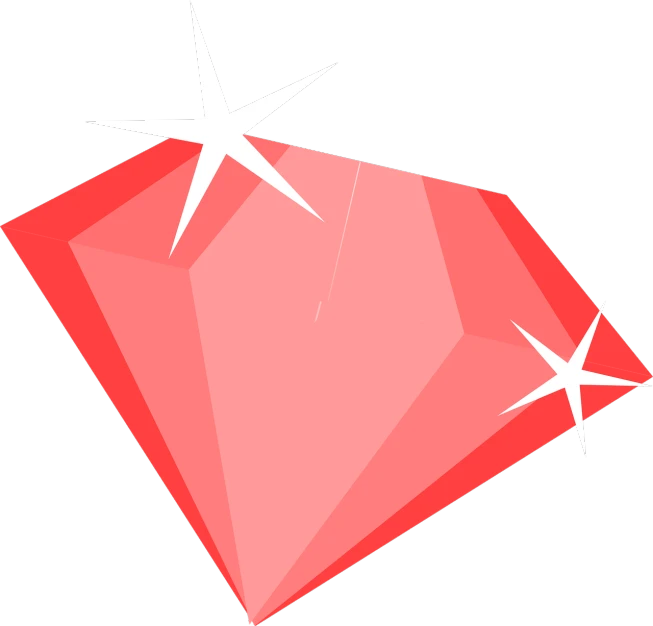 a red diamond with two stars on top of it, a digital rendering, inspired by Masamitsu Ōta, crystal cubism, cute, bottom angle, celebration, ( land )