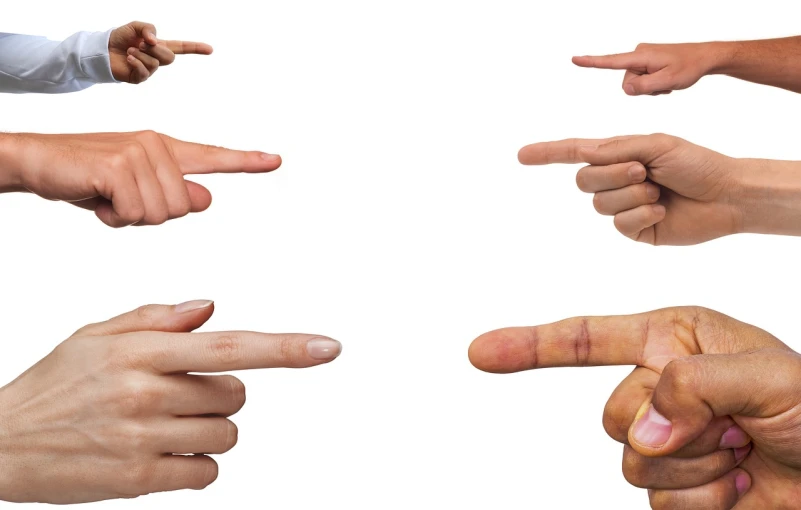 a group of people pointing their fingers at each other, a stock photo, realism, meme format, low resolution, logo without text, meme template