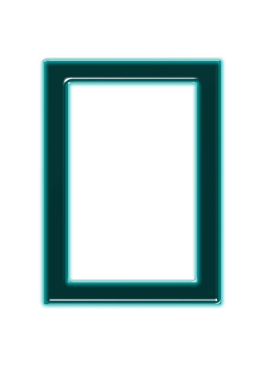 a green picture frame on a black background, a computer rendering, by Mac Conner, deviantart, digital art, brown and cyan blue color scheme, blue transparent jelly, c 4 d style, tarot card frame