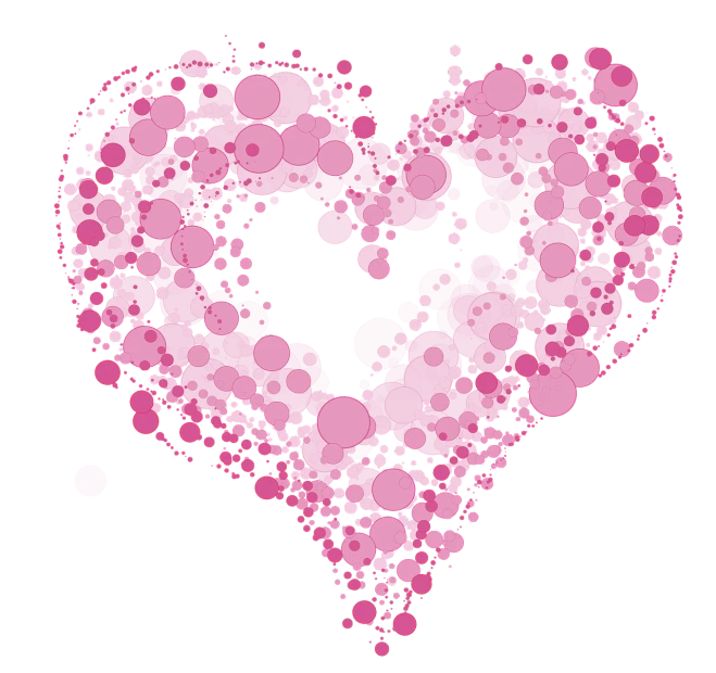 a heart made of pink bubbles on a black background, by Brenda Chamberlain, created in adobe illustrator, tokio aoyama, 2011, center view