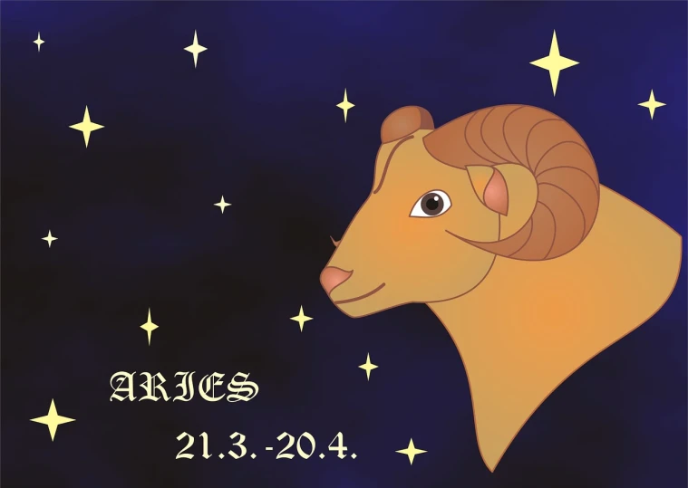 a close up of a goat with stars in the background, a picture, anime graphic illustration, aries constellation, age 2 0, poster illustration