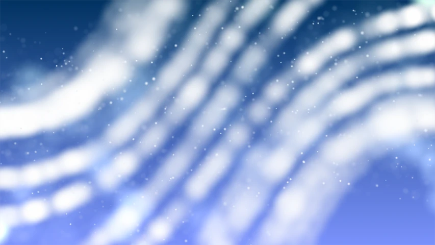 a blue sky filled with lots of white clouds, an illustration of, inspired by Matsumura Goshun, light and space, lens flare snow storm, abstract cloth simulation, snowfall at night, blurred and dreamy illustration