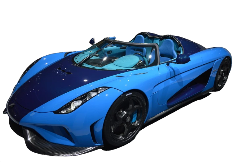 a blue and black sports car on display, inspired by Harry Haenigsen, trending on pixabay, speedster, blue rays, f50, splash of color