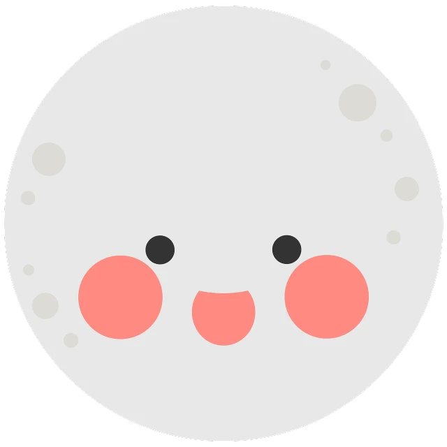 a white face with pink cheeks on a black background, mingei, big white moon background, full round face!, super cute and friendly, red dot