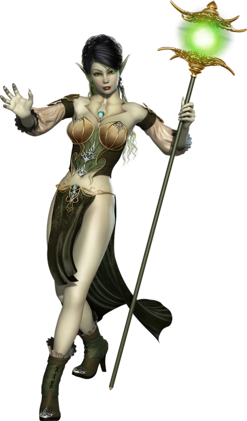 a woman with a green light in her hand, a raytraced image, by senior character artist, fantasy art, ursula the sea witch, from lineage 2, a beautiful pole dancing fairie, elderly greek goddess