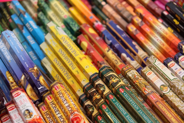 a bunch of pens sitting on top of a table, by Magdalene Bärens, pexels, cloisonnism, incense, colored market stand, full of colour 8-w 1024, spines