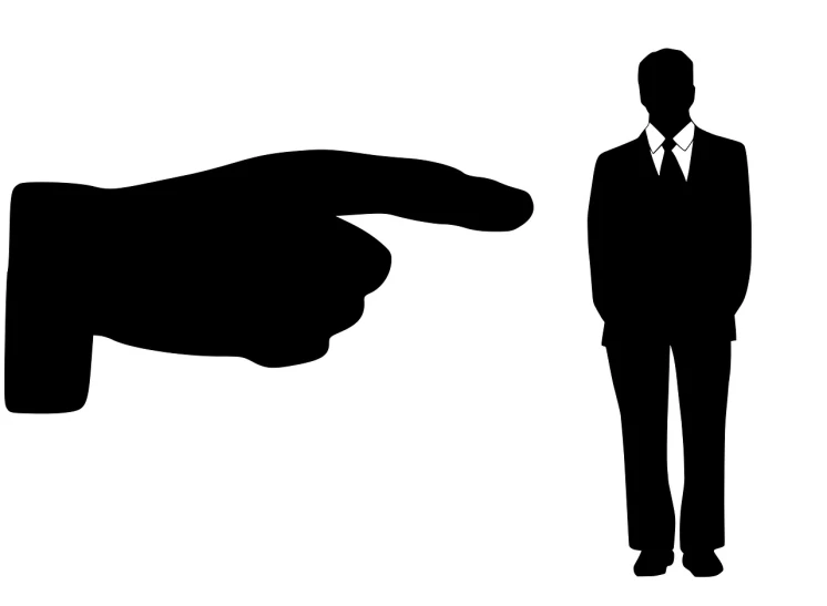 a hand pointing at a man in a suit, trending on pixabay, excessivism, clip-art, human staring blankly ahead, ¯_(ツ)_/¯