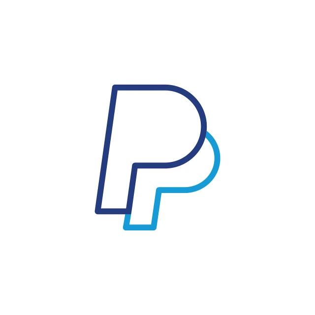 a blue and white letter p on a white background, postminimalism, cash, digital art logo, minimalist line art, paul barson