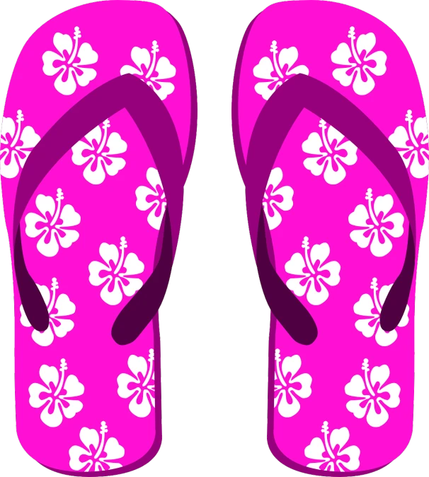 a pair of pink flip flop flop flop flop flop flop flop flop flop flop flop flop flop, an illustration of, wearing a hawaiian dress, vivid colors!, hibiscus, imaginary slice of life