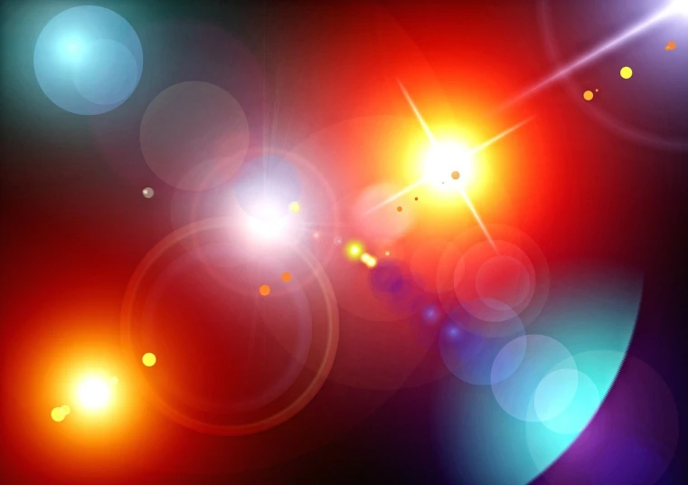 a bright light shines brightly on a dark background, vector art, by Gwen Barnard, light and space, colorful lens flares, macro shot lens flare, red lens flare, bright glowing instruments