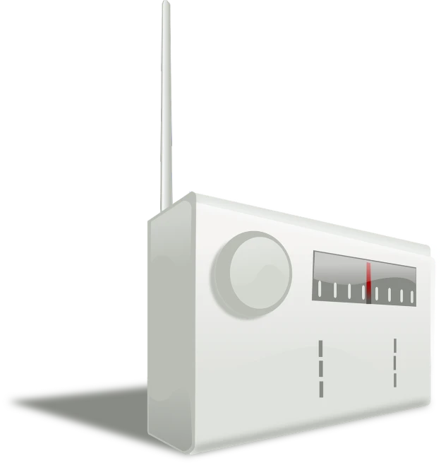 a white radio sitting on top of a table, a computer rendering, by Andrei Kolkoutine, pixabay, minimalism, !!! very coherent!!! vector art, antenna, switch, rack