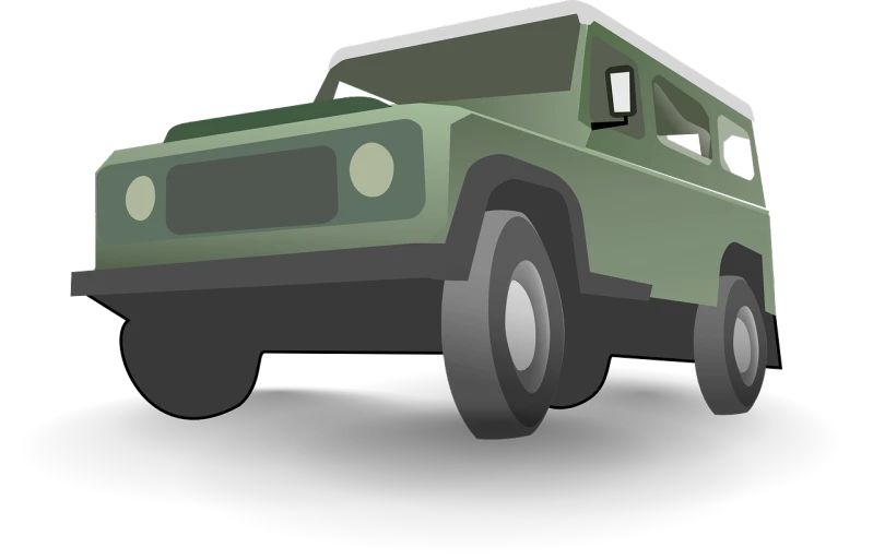 a green vehicle on a black background, pixabay, digital art, off-roading, wikihow illustration, military police, cute:2