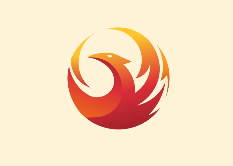 a bird that is sitting in the middle of a circle, vector art, fire flaming serpent, 2d solid shape logo, marco the phoenix, game icon
