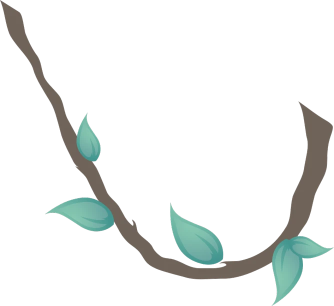 a branch with green leaves on a black background, concept art, inspired by Masamitsu Ōta, polycount, vines. tiffany blue, weed cutie mark, background image, brown and cyan blue color scheme