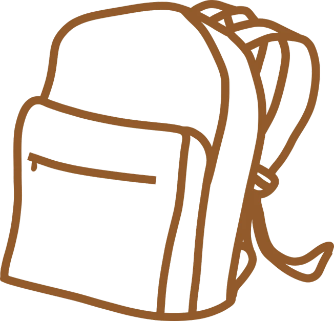 a brown backpack on a black background, inspired by Masamitsu Ōta, coloring book outline, inventory item, wikimedia, ( ( ( copper ) ) ) wire whiskers