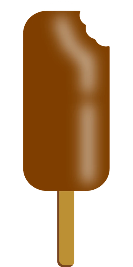 a chocolate ice cream bar on a stick, concept art, inspired by Nyuju Stumpy Brown, ( ( dithered ) ), brown skinned, screen shot, background ( dark _ smokiness )