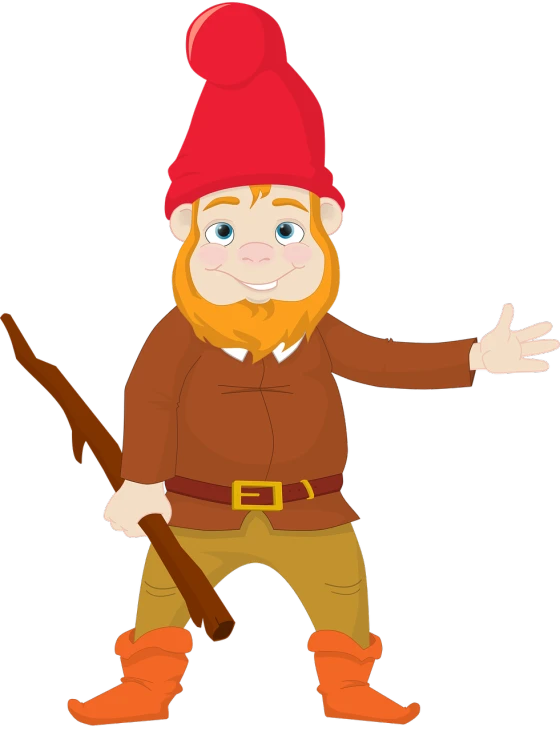 a cartoon gnome with a stick in his hand, inspired by Johannes Helgeson, trending on pixabay, digital art, hansel and gretel, various posed, reddish beard, 3127318783