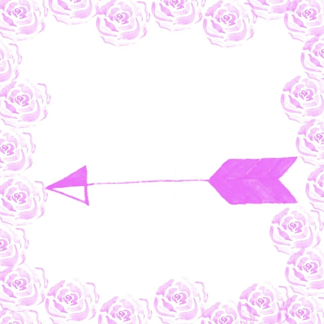 a pink rose frame with an arrow in the middle, inspired by Katsushika Ōi, tumblr, background image, some purple, with a white background, forward angle