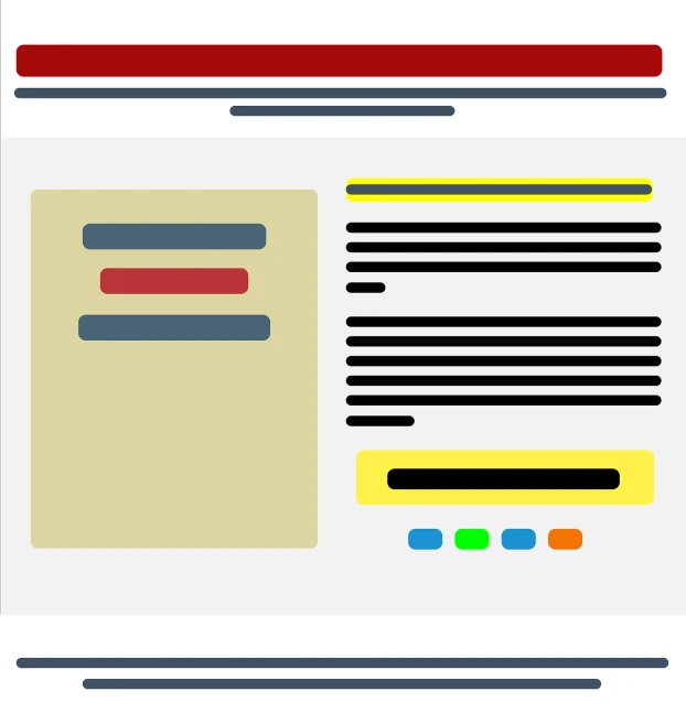 a computer screen with a web page on it, a wireframe diagram, by Tom Carapic, trending on pixabay, modernism, black and yellow and red scheme, colorful palette illustration, template sheet, striped