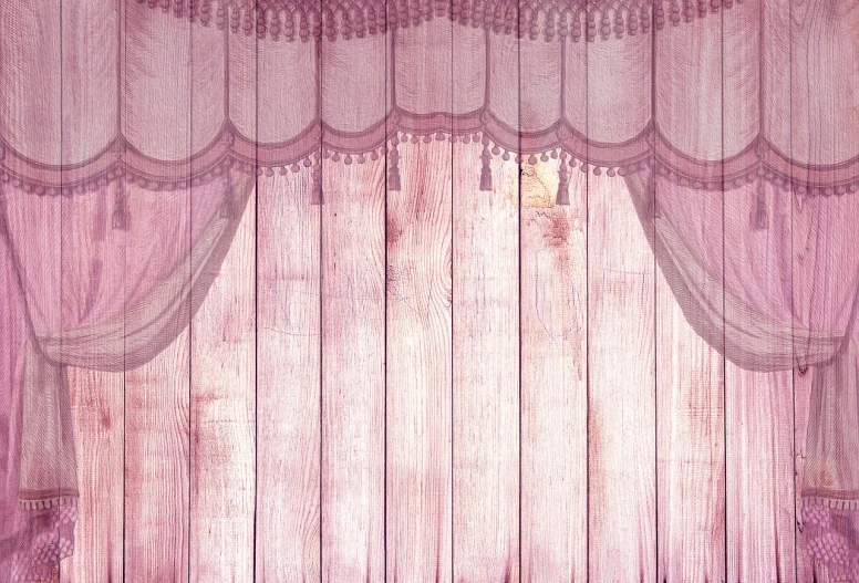 a close up of a curtain in front of a window, a stock photo, dull pink background, ornate wood, fairy tale style background, wooden fence