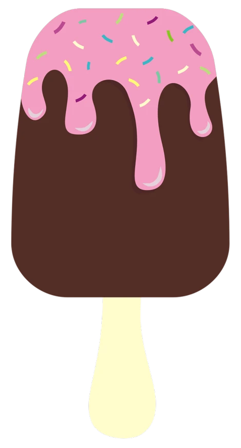 an ice cream covered in pink icing and sprinkles, concept art, inspired by Nyuju Stumpy Brown, pixabay, conceptual art, chocolate sauce, rounded corners, ( ( dark skin ) ), black