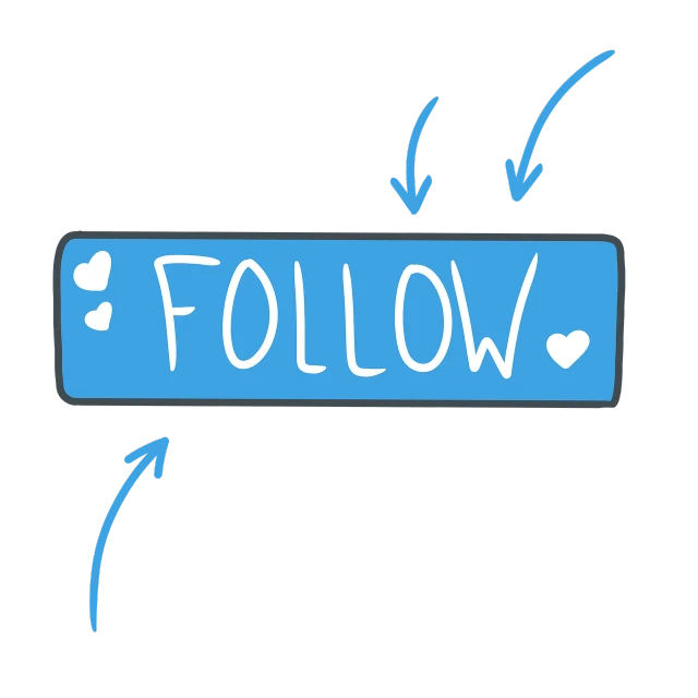 a blue button with the word follow written on it, an illustration of, on a flat color black background, influencers, (heart), trending artwork