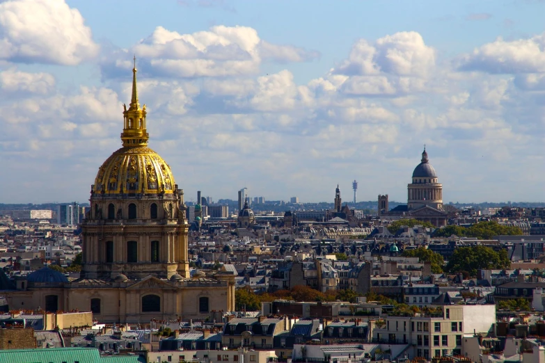the view of paris from the top of the eiffel tower, a picture, by Robert Griffier, shutterstock, baroque, pantheon, gilded with gold, dezeen, skyline view from a rooftop