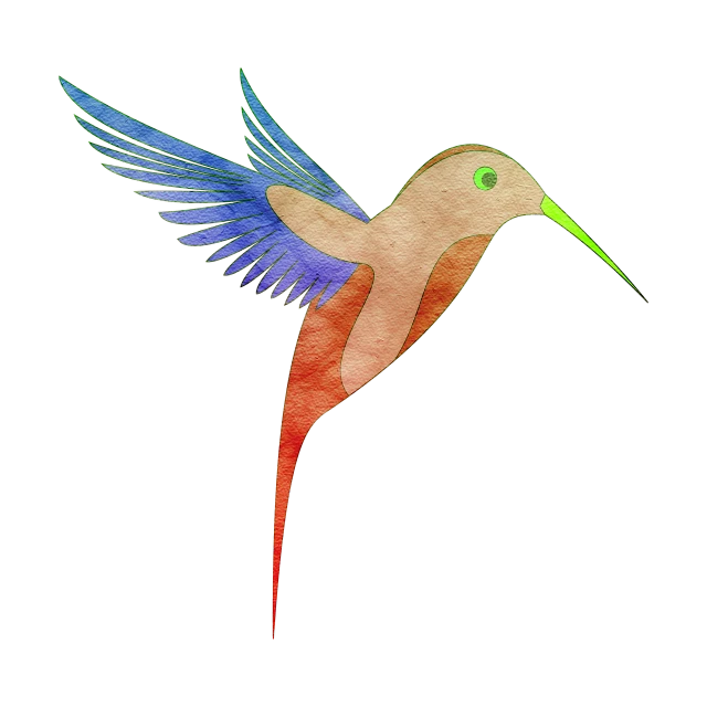 a colorful hummingbird in flight against a black background, a digital rendering, inspired by Victor Noble Rainbird, wooden, simple stylized, cotton, painterly illustration