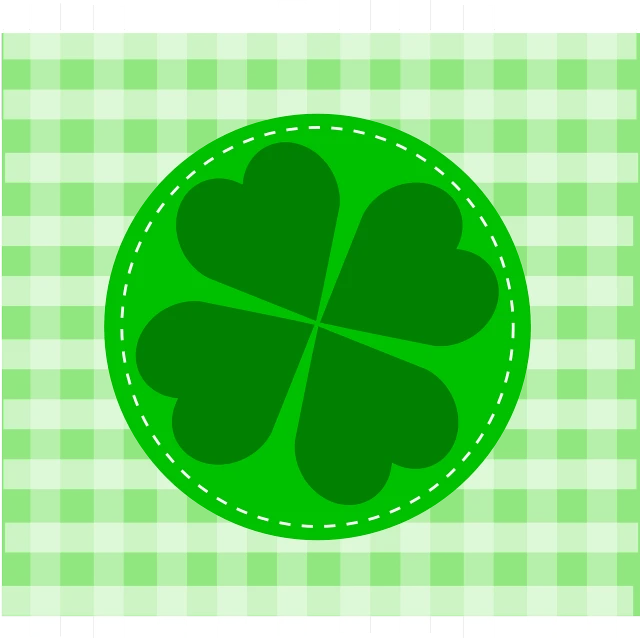 a four leaf clover sitting on top of a checkered table cloth, a digital rendering, inspired by Masamitsu Ōta, sōsaku hanga, squared border, ¯_(ツ)_/¯, svg vector, bohek