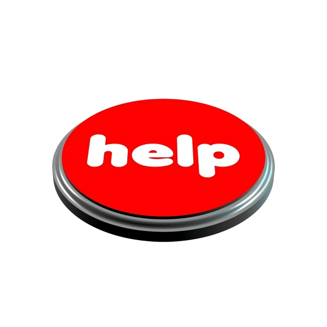 a red button with the word help on it, a stock photo, by Francis Helps, hero shot, silver, 💣 💥, custom