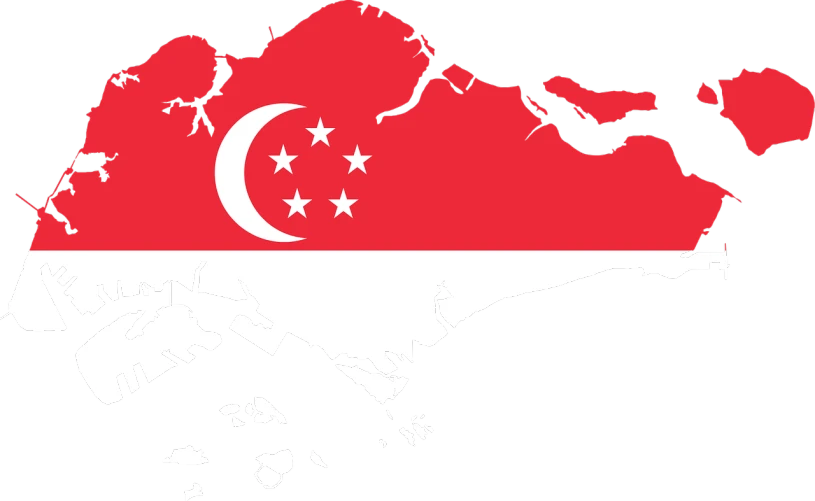 a map of singapore with the flag of the country, inspired by Slava Raškaj, hurufiyya, destroyed, intense contrast, terror, high contrast illustration
