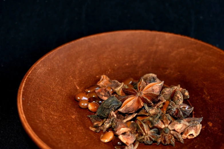 a close up of a bowl of food on a table, by Else Alfelt, hurufiyya, burnt sienna, michilin star, jasmine, infused with a dream