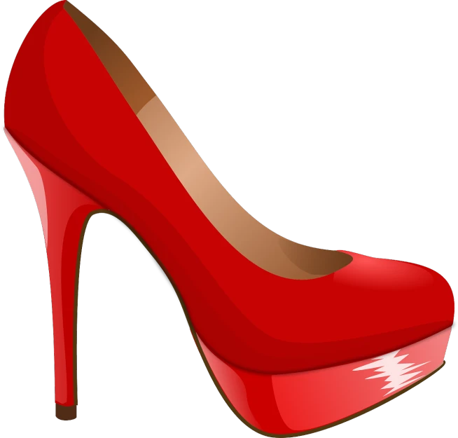 a red high heeled shoe on a white background, an illustration of, hurufiyya, colorful illustration, right side profile, illustration!, velvety