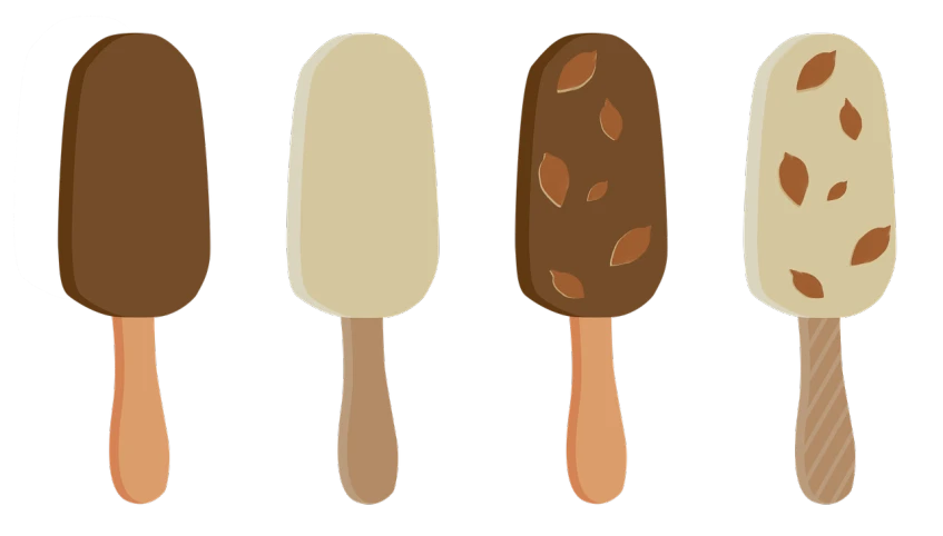 a group of ice cream bars sitting on top of each other, concept art, inspired by Maurice Braun, conceptual art, spatula, representing the 4 seasons, black and brown, vectorized