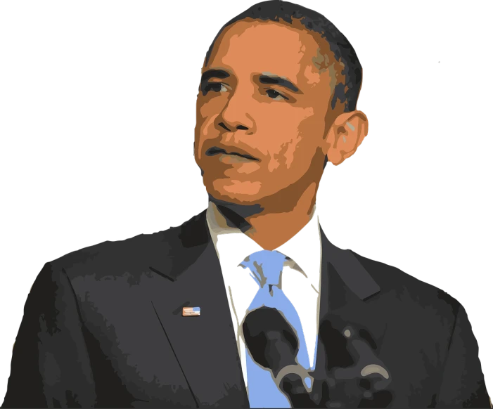 a man in a suit and tie speaking into a microphone, a digital painting, pixabay, obama, proud serious expression, deep in thought, low res