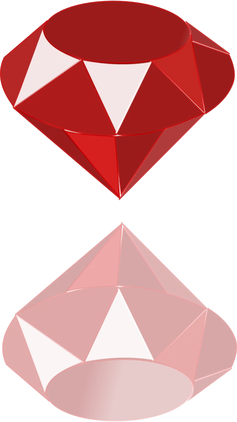 a pair of red diamonds on a black background, inspired by Luma Rouge, deviantart, digital art, bottom view, brook, stacked image, complete body view