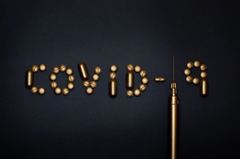 a clock made out of pills next to a needle, an engraving, inspired by Hedi Xandt, deviantart, graffiti, golden chinese text, covid, navy, alessio albi